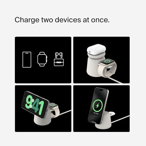 Belkin Qi2 15W Wireless Charging Dock, 2 in 1 Fast iPhone Charger - Image 3