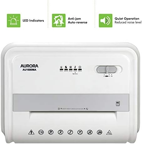 Aurora Heavy Duty High Security 16-Sheet Micro-Cut Shredder/Anti-Jam/60 Min Run Time/ 7-Gallon Pullout Basket and Casters, AU1680MA - Image 5