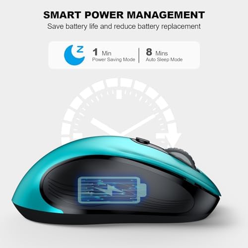 WisFox 2.4G Wireless Mouse for Laptop, Ergonomic Computer Mouse with USB Receiver and Type-C Adapter, 3 Adjustable Levels, 6 Button Cordless Wireless Mice for Windows Mac PC Notebook (Green) - Image 4