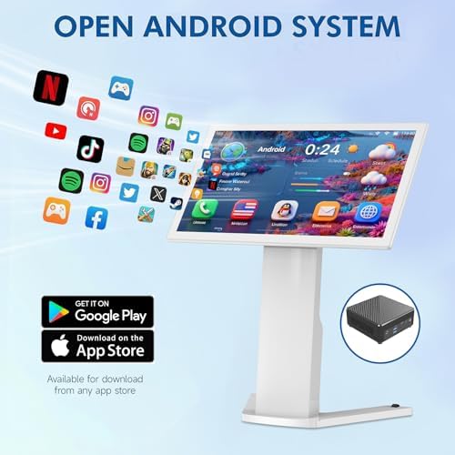 21.5 inch Touch Screen Self Service Kiosk, Floor Standing Digital Signage Display, FHD Android Interactive Information Kiosk for Retail Stores, Restaurants, Shopping Mall Wayfinding, Advertising - Image 6