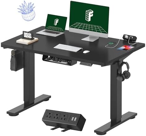 FLEXISPOT EN2 48"x30" Whole-Piece Standing Desk with Power Strip, Black by Unknown