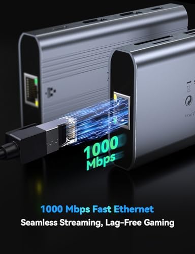 XAOSUN USB C Docking Station 4K@60Hz Dual Monitor, 10 in 1 USB C Hub, Grey - Image 6