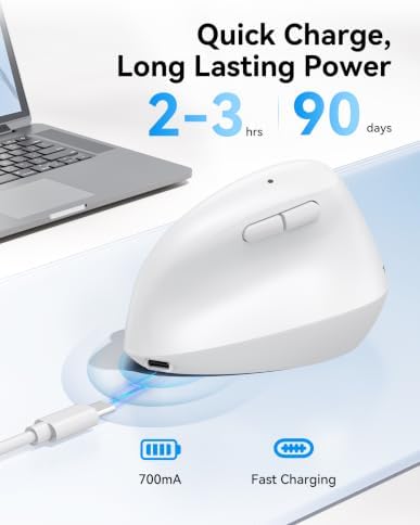 TECKNET Ergonomic Mouse, BT5.3/2.4G, Silent Wireless Vertical, Rechargeable - Image 5