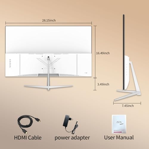 ZZA 32 Inch Flat Computer Monitor 60Hz, FHD 1080p VA Panel, Borderless Display, Supports AMD FreeSync, HRD10, 100% sRGB, HDMI and VGA Ports, Supports Wall Mounting (100mm × 100mm), White - Image 2
