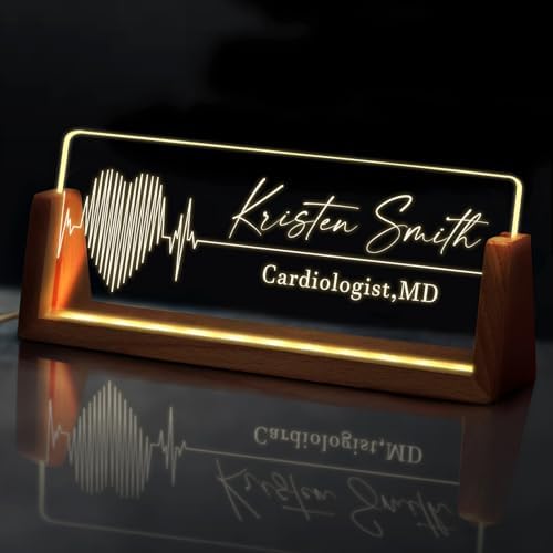 Custom Light Up Name Plate for Desk, Desk Name Plate Personalized with Logo, Employee Appreciation Gift, Personalized Office Gifts for Boss Coworkers Teacher, Office Decor for Women Men (Doctor/Nurse) by EOBIBIFUN