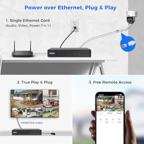 Hiseeu 6MP PoE PTZ Camera System, 2Pcs 5MP Wired Cameras - Image 7