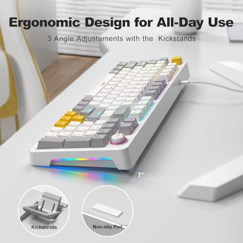 GEEZER AK96 Mechanical Gaming Keyboard, Pre-Lubed Red Switches, 96 Keys Full Size with LED Colorful Backlit, Clicky Creamy Sound, USB Wired Computer Keyboard with Volume Knob for PC, Mac, Windows - Image 5