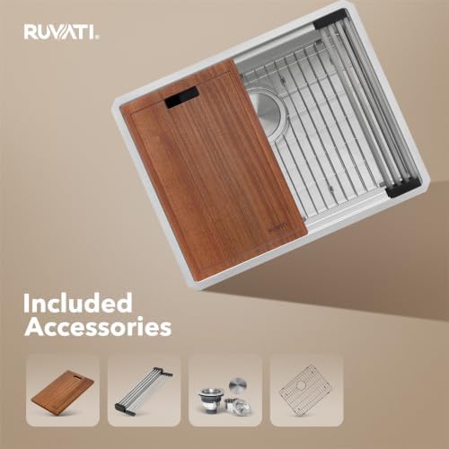 Ruvati 24-in 16-Gauge Round-Corner Undermount Workstation Sink - RVH8324 - Image 3