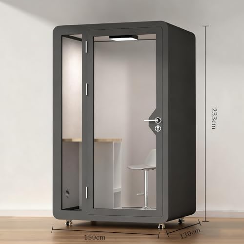 Soundproof Office Pod Booth, Quiet Meeting Pod with LED Lighting & Acoustic Panels, USB Ports, Portable Removable Telephone Booth for Private Phone Calling Reading Study(Black,150cm) - Image 7