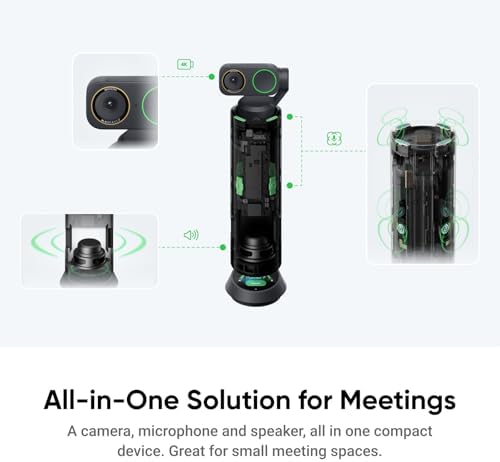 Insta360 WaveLink Pro - 4K Conference Room Speakerphone and Camera, Speaker Tracking, 5m 360° Voice Pickup, Noise Reduction, AI Transcription and Summaries, Plug & Play, Works with Zoom, Teams - Image 2