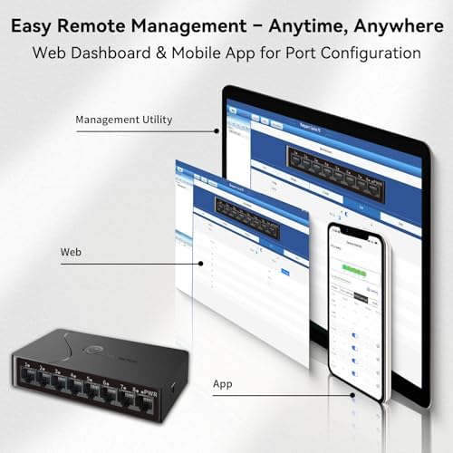 8-Port Gigabit Easy Smart Managed Ethernet Switch | Plug & Play Network Hub with VLAN, QoS, Port Mirroring | Fanless Design | Desktop/Wall Mount for Home/Office - Image 2