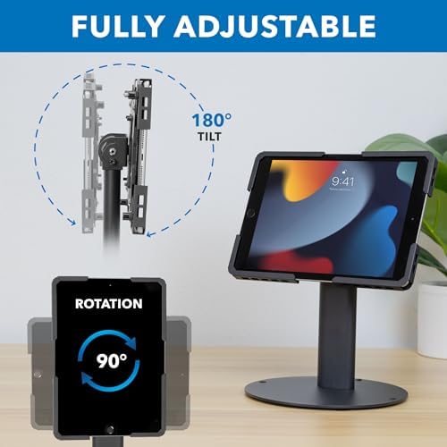 Mount-It! Universal Tablet Countertop Stand, Secure Kiosk Mount, Black - Image 3