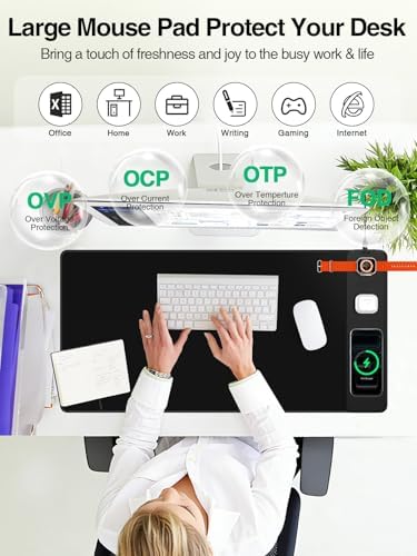 Mouse Pad with Magnetic Wireless Charging, Large Desk Mat, Non-Slip Mouse Mat, Keyboard Pad for Gaming, Desk, Office, PC - Image 2