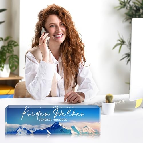 Custom Office Name Plate for Desk - Desk Name Plate Personalized Gifts for Coworkers, Boss, Employees, Teacher, Nurse - Office Desk Decor for Women Men - Employee Appreciation Gifts (Snow Mountain) - Image 4