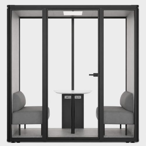 Uncaged Ergonomics Large Office Pod, 6-Person Acoustic Office Phone Booth with Ventilation, LED Lighting and Power, Black by UncagedErgonomics