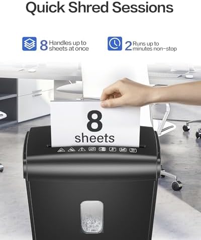 Locksworth 8-Sheet Micro-Cut Paper Shredder, P4 High Security, 4 Gallon Bin, 2-Minute Continuous Run, Home & Small Office Use - Image 2