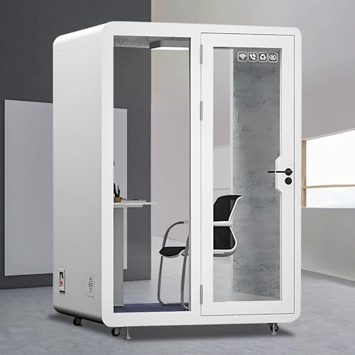 Office Sound Booth with Audio Privacy - Portable Soundproof Booth Includes White Modern Syle,Movable Room with Light,Fans, Socket for Singing Room, Study (59.05IN) by X-Comfot