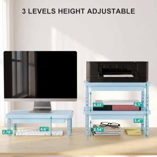WALI 3 Height Adjustable Computer Monitor Stand with Storage, up to 44 lbs - Image 6