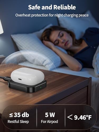 AirPods Pro Charger, Wireless Charging Station for AirPods Pro 3/ Pro 2/Pro, Wireless Charger for Airpods 4 (with Active Noise Cancellation)/ 3rd/ 2rd, Black - Image 3