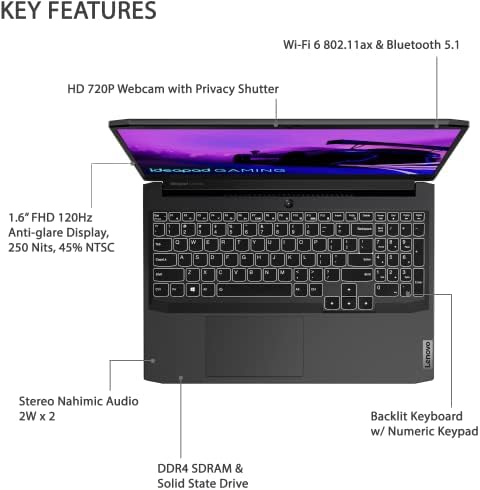 Lenovo IdeaPad Gaming 3 15IHU6 82K1015DUS 15.6" Gaming Notebook - Full HD - 1920 x 1080 - Intel Core i5 11th Gen i5-11300H Quad-core (4 Core) 3.10 GHz - 8 GB Total RAM - 512 GB SSD - Shadow Black - Image 2
