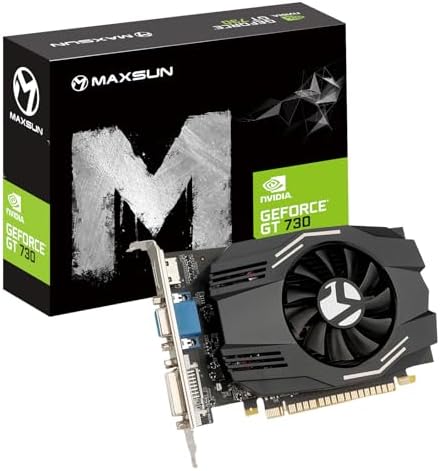 maxsun GeForce GT 730 2GB Video Graphics Card GPU for Computer PC GDDR3 PCI Express DVI-I, HDMI, VGA 4K Multi Screen by MAXSUN