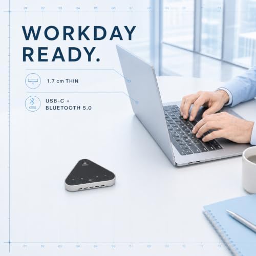 Bluetooth Conference Speaker and Microphone, Bluetooth Speakerphone for Small Meeting Room，Wireless Conference Speaker 360°Voice Pick up with Noise Cancellation Mics for Computer/Laptop - Image 6