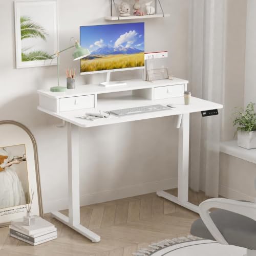 40" x 24" Electric Standing Desk with Dual Drawers, White - Image 2