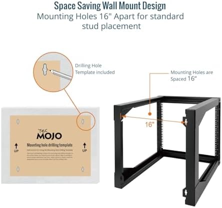 Tecmojo 9U Rack Wall Mount with Swing Gate, 9U Server Rack for 19inch Computer/AV/Data/IT/Media Equipment, Open Frame Server Rack with 24inch Depth, Square&Tapped Holes - Image 4