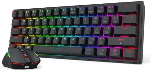 Redragon S144 Combo, K617 PRO 60% Wireless Gaming Keyboard + 7200 DPI Mouse by REDRAGON