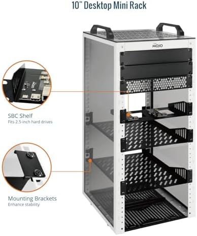 Tecmojo 12U Network Rack, 10 inch Mini Server Rack with 2 Side Translucent Panels & 2 Top Handles, 10.23 inch Deep, for 10 inch IT Equipment & A/V Devices, White - Image 4