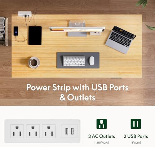 FLEXISPOT EN2 48"x24" Bamboo Electric Standing Desk with Power Strip - Image 3