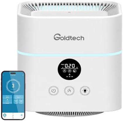 Air Purifier and Humidifier Combo for Bedroom Up to 200Ft²,H13 True HEPA Filter Desk Air Purifiers with Smart WiFi,500ML Water Tank,LED Light,Small Air Purifier for Bedroom,Office by Unknown
