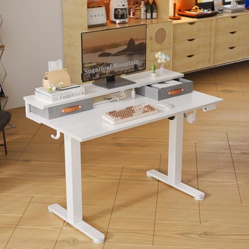 Seang Electric Standing Desk with 2 Drawers, 48 Inch, White - Image 2