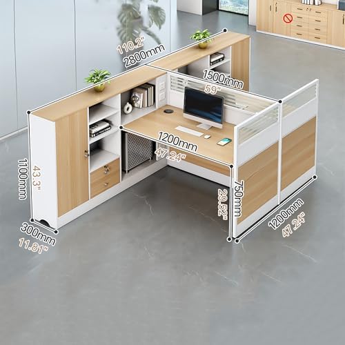 Modern Office Cubicle Workstation Desk with Tempered Glass Privacy Panels, USB Charging Hub & Cable Management,Multi-Person Modular Computer Desk for Commercial Office (B-Right, Two Person-T) - Image 2