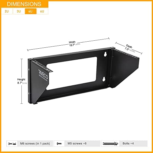 RIVECO 4U Wall Mount Rack for Network. Reinforced Heavy Load 66-99 LBS Small Server Racks Vertical & Horizontal Mounting for 19 inches IT & Studio Equipment. - Image 4