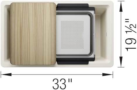 Inteos SILGRANIT 33" Single Bowl Reversible Undermount Workstation Kitchen Sink - Soft White - Image 6