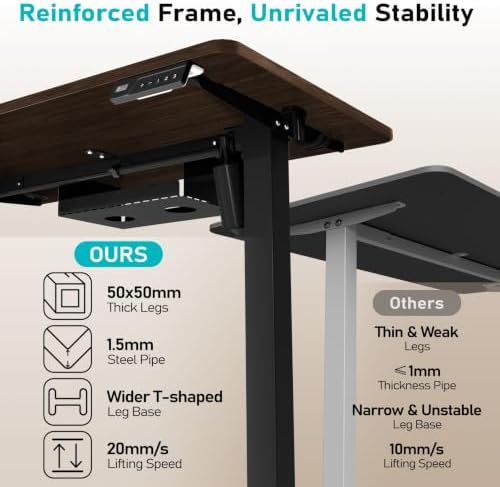 35" Electric Standing Desk, Small Sit Stand up Desk, Dark Walnut - Image 5