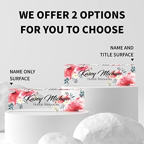 Custom Name Plate for Desk, Desk Name Plate Personalized, Office Decor for Women Men, Acrylic Desktop Accessories, Office Gifts for Coworkers Boss Teacher, Employee Appreciation Gifts (Flowers A) - Image 2