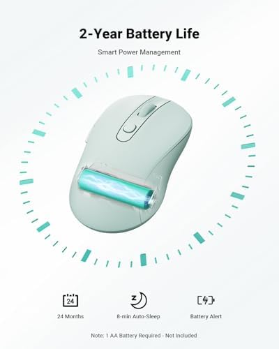 USB Wireless Mouse for Laptop PC Mac, 2.4GHz Cordless Mouse-Mint Green - Image 6