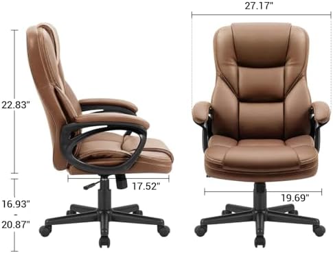 Furmax Office Executive Chair High Back Adjustable Managerial Home Desk Chair, Swivel Computer PU Leather Chair with Lumbar Support (2, Light Brown) - Image 3