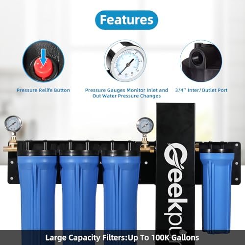 Geekpure 5 Stage Whole House Water Filter System-3/4 NPT Port - Image 2