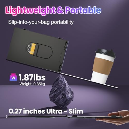 CIDETTY Laptop Screen Extender 0.27" Ultra-Thin, 14" Dual Portable Monitor FHD 1080P IPS, USB-C/HDMI Plug & Play Travel Screen for 13-17" Laptops, Compatible with Wins/Mac/Chrome/Switch/Android - Image 5