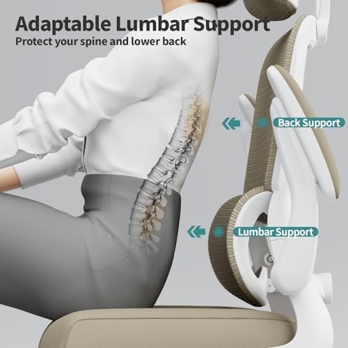 TRALT Office Chair Ergonomic Desk Chair with Lumbar Support Khaki, 1 - Image 5