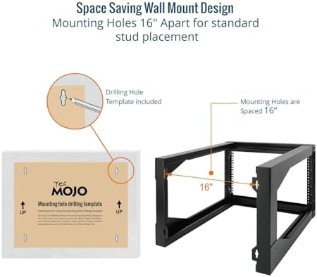 Tecmojo 6U Wall Mount Server Rack Swing Gate, Wall Mount Rack for 19in Computer/AV/Data/IT/Media Equipment, Open Frame Server Rack with 24in Depth, Square&Tapped Holes - Image 4