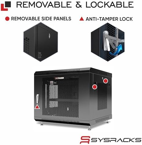 12U Wall Mount Server Rack Cabinet 24” Deep, 19” Network & AV Enclosure for Home Lab with Fan, PDU, 1 Shelf, Locking Mesh Door - Image 5