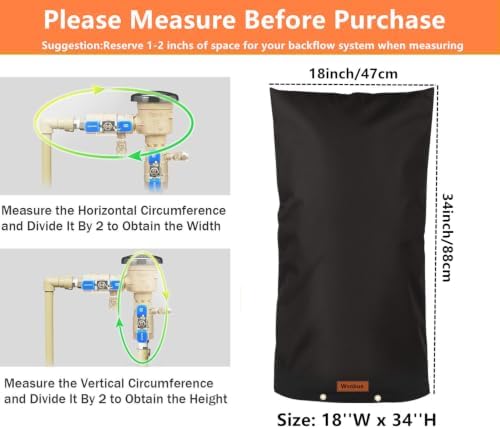 Backflow Preventer Cover Insulated Pouch (Black, 18''W x 34''H) - Image 2