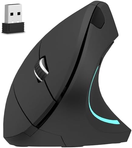Delton Ergonomic Vertical Wireless Mouse with 2.4GHz USB Dongle by Delton