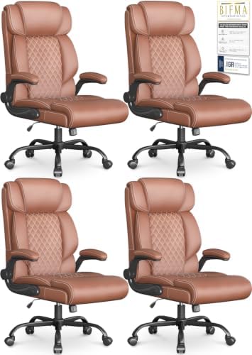 Office Chair, Executive High Back Big and Tall Office Chair,Brown by Cyzena