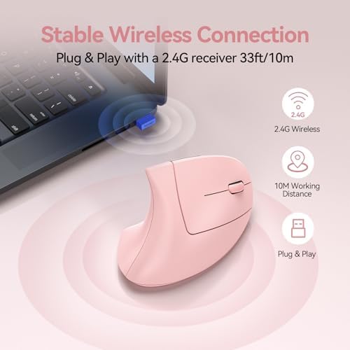TECKNET Wireless Ergonomic Mouse, Rechargeable Wireless Vertical Mouse - Image 7