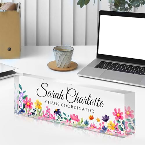 Custom Office Name Plate for Desk - Name Plate Personalized Gifts for Coworkers, Boss, Teacher, Social Worker - Acrylic Office Desk Decor for Women Men - Employee Appreciation Gifts (Colorful) - Image 7